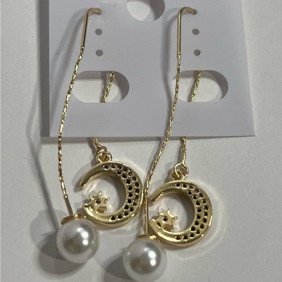 14k goldfilled moon drop earrings - Picture 3 of 3